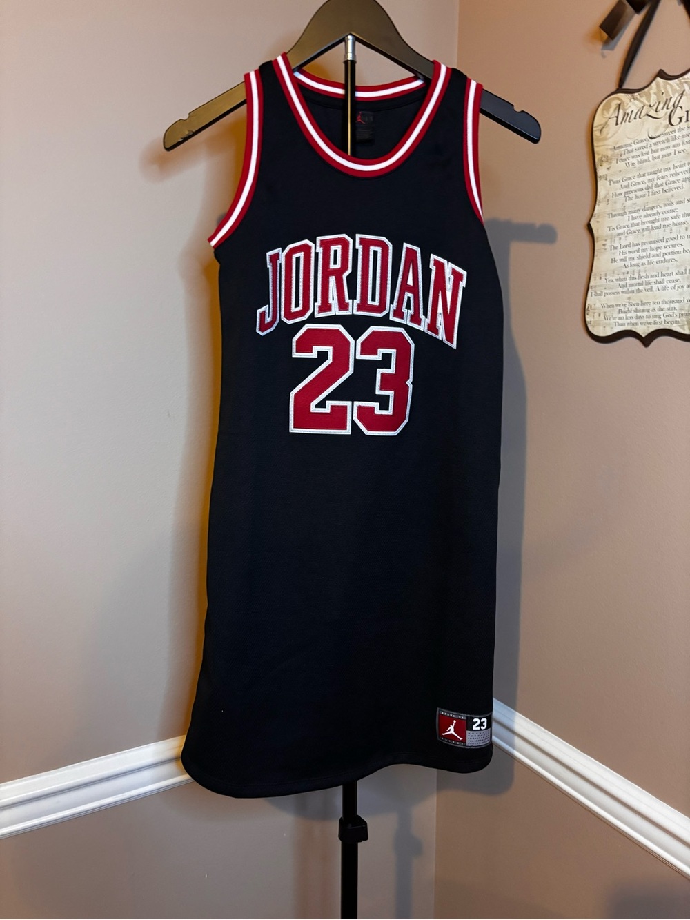Jordan 23 Black Basketball Jersey Dress - Black & Red. Girl size L